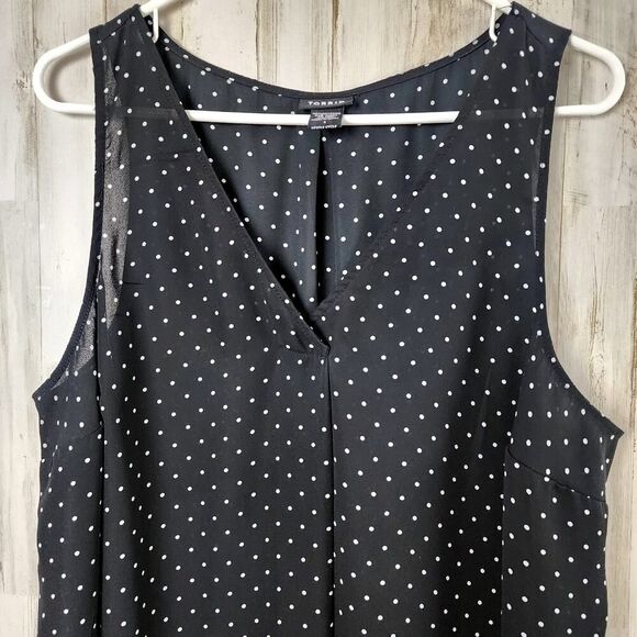Talbots Georgette Tunic Tank Black Dots Size 1 - Picture 4 of 10